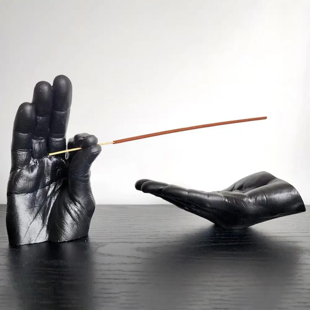Porta bastoncini di incenso a mano Raccoglitore di cenere Gesto in resina Bruciatore di incenso Home Office Meditazione Yoga Rilassamento Decorazione della casa