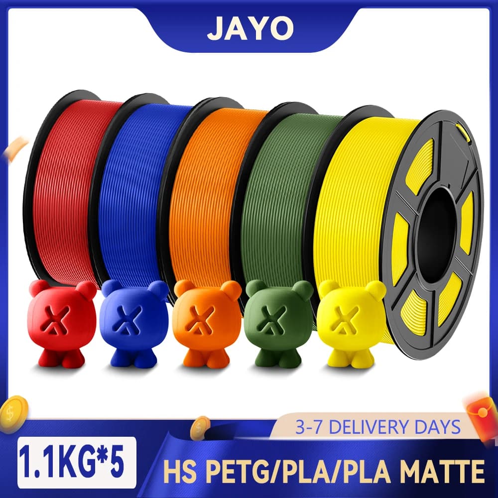 JAYO 3D PLA/PETG/HS Matte PETG/PLA Matte Filamento stampante 1.75mm Filamento stampante 3D 1.1KG/Rotolo PLA ordinato avvolto per 3D