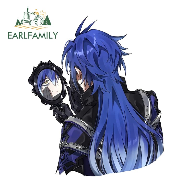 EARLFAMILY Genshin Impact Flins Car Stickers Man Beautiful Fishing Equipment Box Decalcomania for helmet Solar Protection Custom motorcycle print
