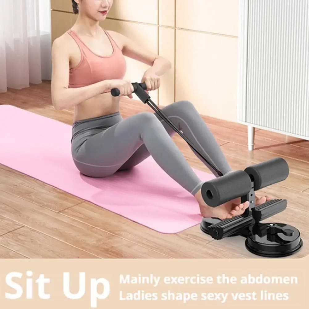 Double Suction Cup Sit Up Assistant Device With Pull Rope Abdominal Crunch Fitness Equipment For Home Gym Workout