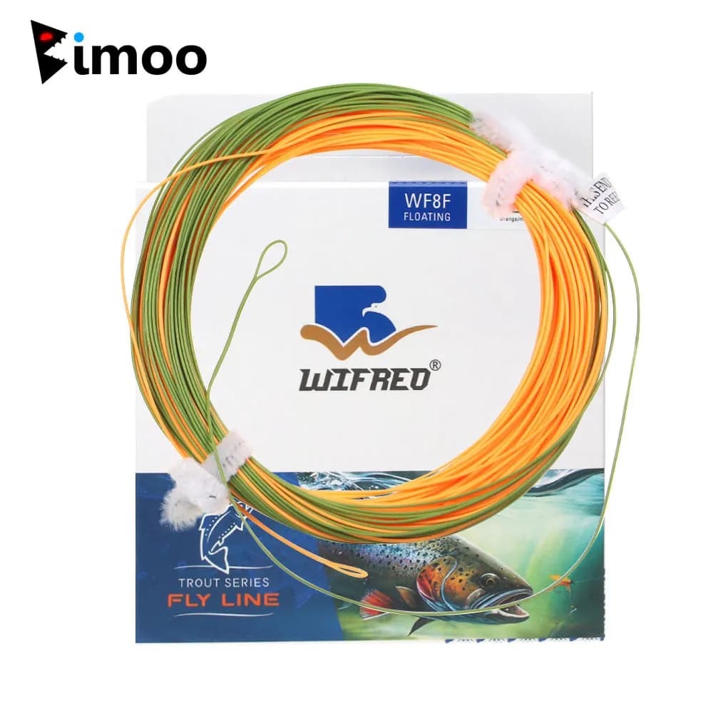 Bimoo 1PC WF1F-WF9F Lenza da Pesca a Mosca Galleggiante con 2 Anelli Saldati 80FT~100FT, Lenza per Trota Arancione/Mossa