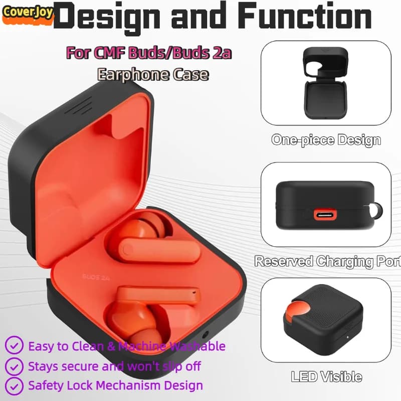 CoverJoy per auricolari wireless BT CMF Buds/Buds 2a Custodia protettiva in silicone antigraffio con copertura protettiva per cordino