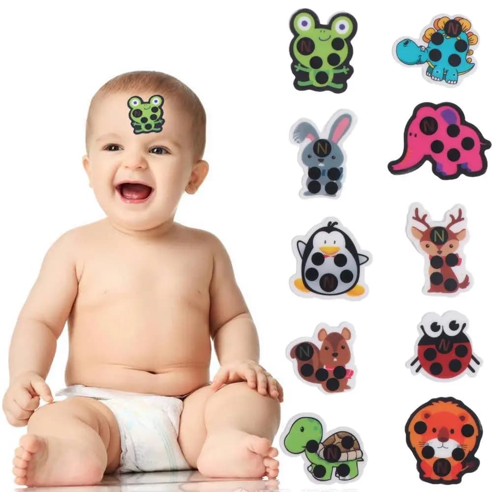 10 pieces of animated cardboard for child care, fever detection head, adhesive on the front, thermometer, thermometers, temperature test