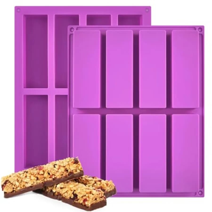 Stampi in Silicone a 8 Cavità Rettangolari per Barrette di Granola, Barrette Proteiche, Brownie, Cheesecake, Cioccolato, Caramelle, Multicolore, Durevoli, Antiaderenti