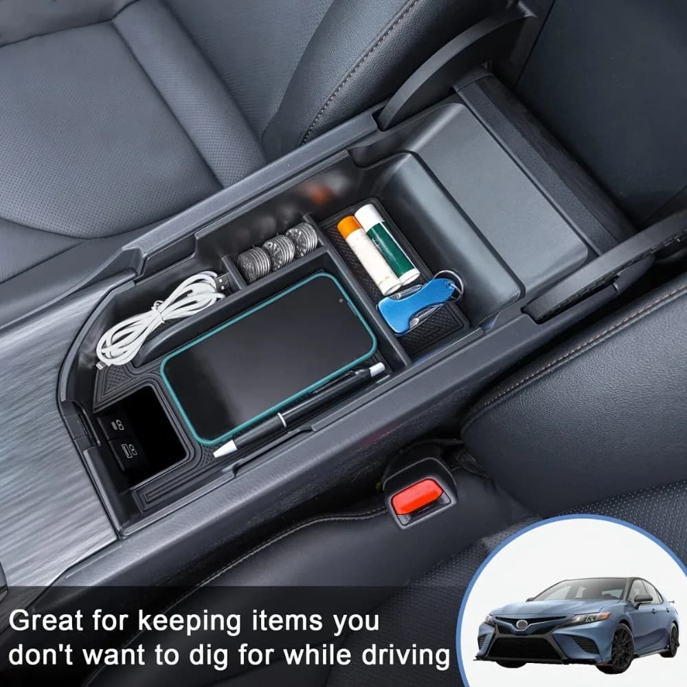 Scatola di immagazzinaggio della scatola del bracciolo centrale per TOYOTA Camry XLE XSE LE SE 2018-2024 ABS Accessori interni per l'organizzatore di immagazzinaggio del bracciolo