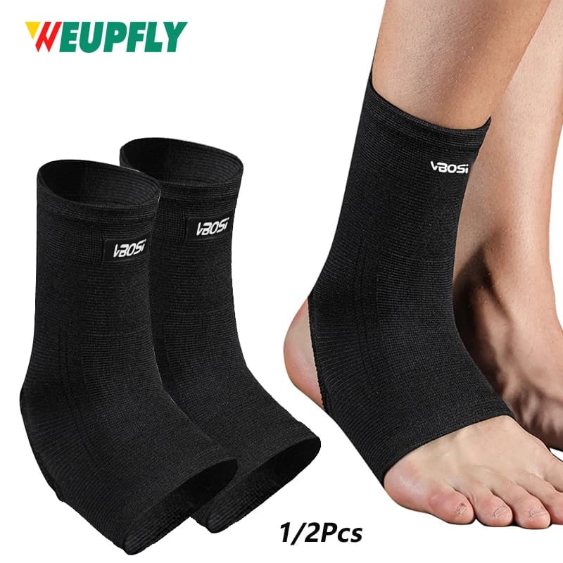 Supporto per caviglia da 1/2 pezzo - Tallone aperto, tessuto lavorato a maglia leggero, elastico e traspirante - Compressione media - Per uomo e donna