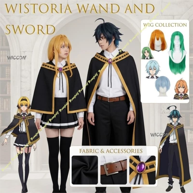 Wistoria of Wand and Sword Colette Loire Women's Fullset Cosplay Shawl Cloak Anime Wig Female Halloween Carnival Costume cos