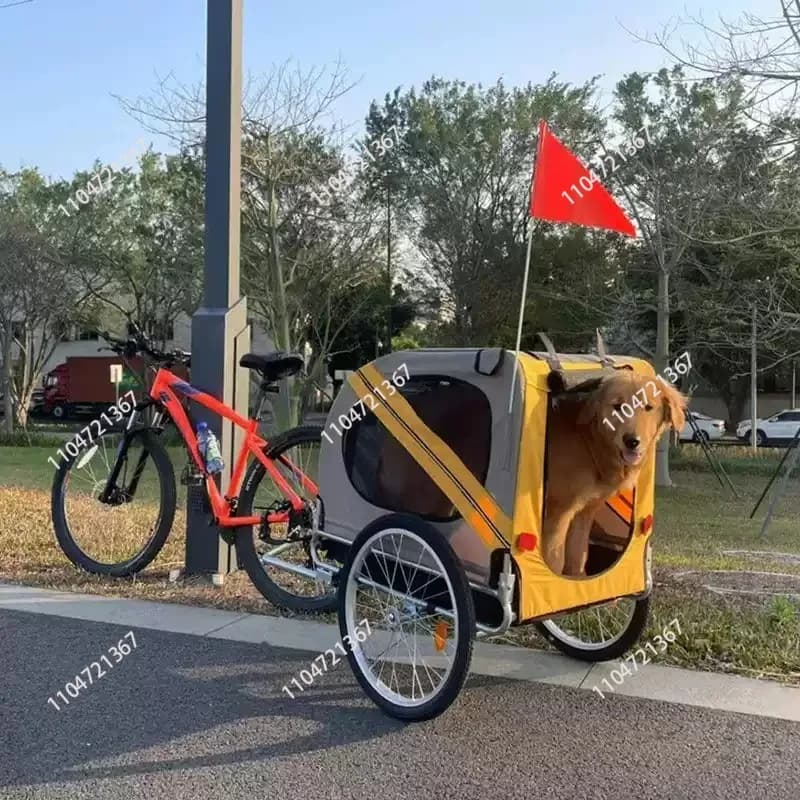 1 pz Rimorchio per Bicicletta per Animali Domestici, Ruote in Gomma e Telaio in Acciaio, Carrello per Bicicletta, Trasportino per Cani