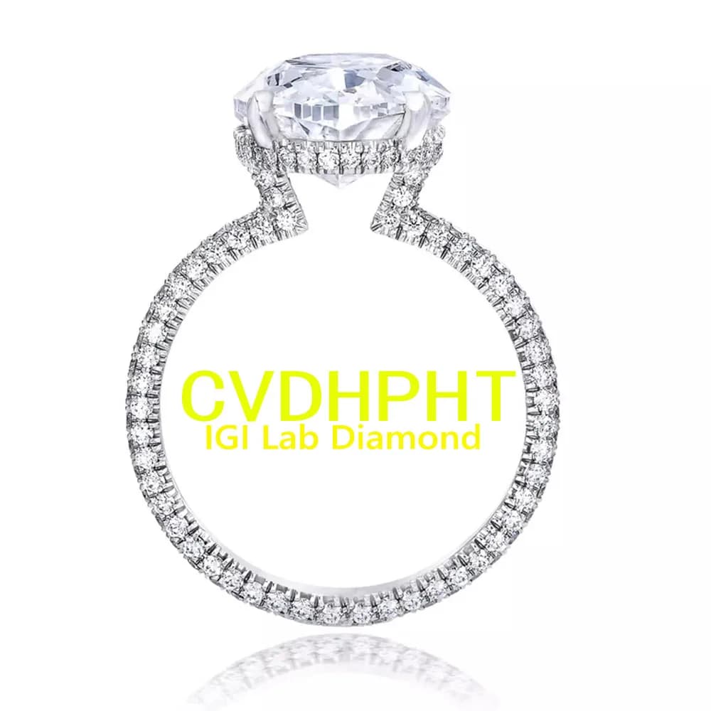 Anello con diamante coltivato da laboratorio IGI Forma ovale D VS 5Ct Anello in oro massiccio 18 carati Anello nuziale con diamanti Fidanzamento in fabbrica