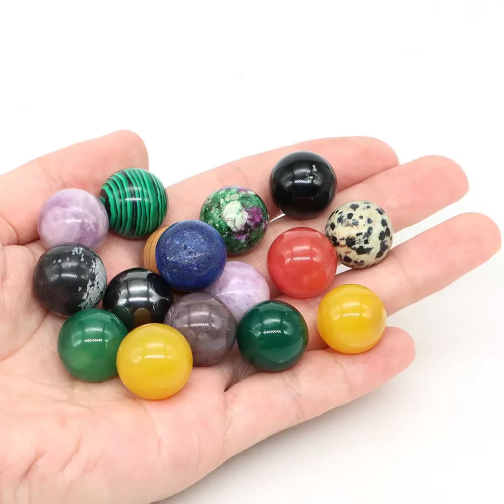 16mm Mini Pietra Naturale Cristallo Sfera Rotonda Perline Reiki Guarigione Quarzo Sfera Ametista Agata Campione Minerale Globo Decorazioni per la Casa