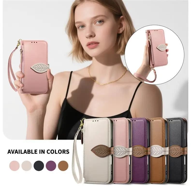 Left Pattern Buckle Crossbody Leather Wallet Case For Wide 7 6 Quantum 5 Buddy 4 Jump 3 Multi 3 Cards Slot Lanyard Book Cover