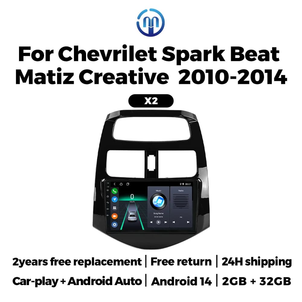 NaviFly Android 14 2G+32G Autoradio con Carplay Wireless per Chevrolet Spark Beat Matiz Creative, Navigazione GPS e Lettore Multimediale
