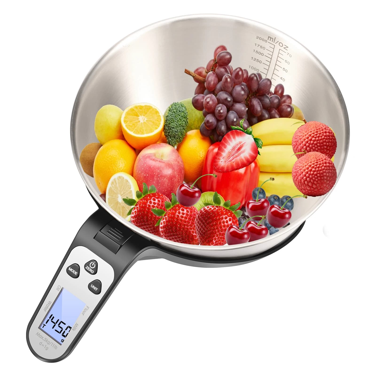 Digital Kitchen Balancing with Bowl Kitchen Balancing with LED Screen Kitchen Balancing with graduated scale and stainless steel bowl