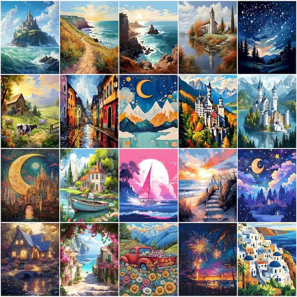 GATYZTORY Paintings with Numbers Images of Landscapes with Numbers Painted on Gift Numbers With Frame Adult Crafts Wall Art Home Decor