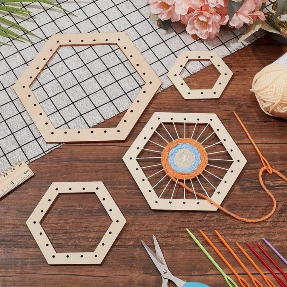 Versatile Wooden Weaving Loom Kit Traditional Weaving Comb Circular Gear Weaving Modular Design Art Crafts Hand Weaving Machine