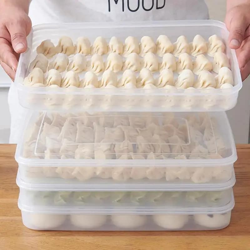 Transparent Kitchen Storage Box Refrigerator Organizer Food Grade Plastic Containers Tray for Fruits Vegetables Meat Dumplings C