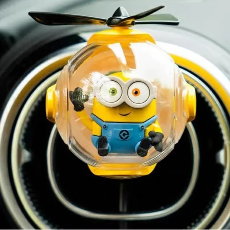 Popular Cartoon Minioned Car Air Freshener Rotating Propeller Outlet Fragrance Magnetic Design Auto Accessories Interior Gifts