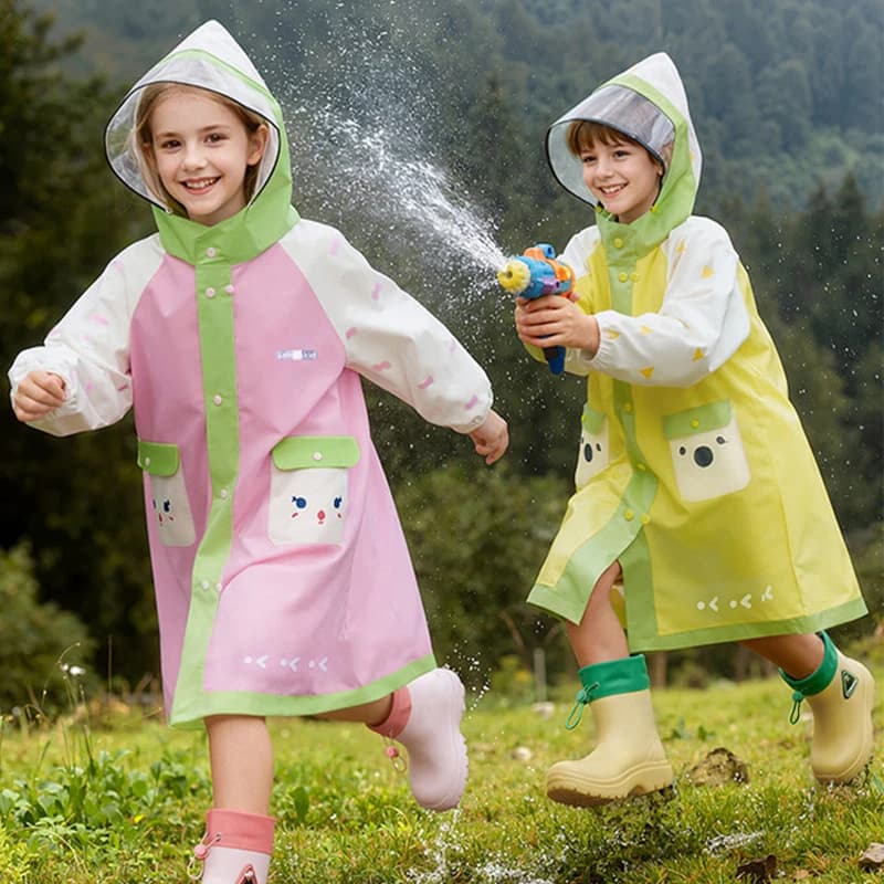 Impermeabili per Bambini e Bambine con Spazio Nascosto per Zaino, per Studenti delle Scuole Elementari, Impermeabile in EVA per Bambini