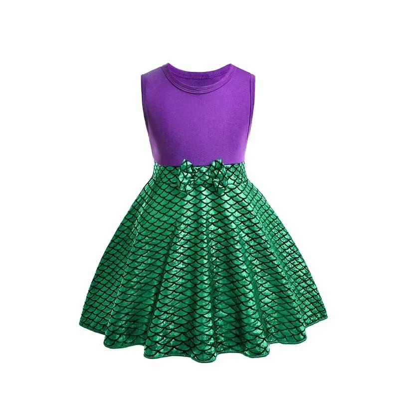 Costumi di Halloween per Cosplay ★ Vestitini Estivi Traspiranti per Bambine 100% Cotone Principesse Bella Anna Rapunzel Tiana Biancaneve ☆ Nuovo