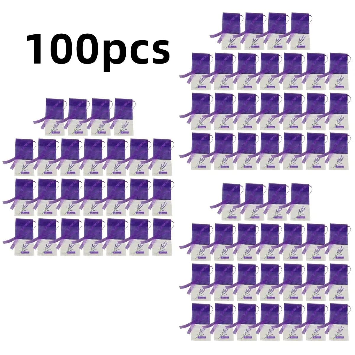 100Pcs Empty Lavender Bags Floral Printing Fragrance Pouch Sachets Bag for Relaxing Sleeping (New Dark Purple)