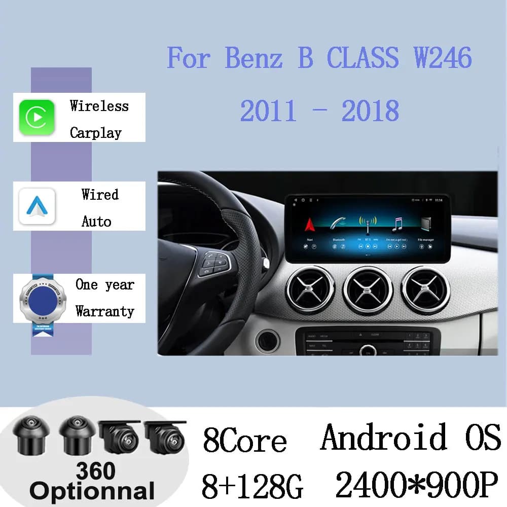 Per Benz CLASSE B W246 2011 - 2018 Android 15 Accessori Auto Autoradio Video Multimediale Wireless Carplay WiFi 4G Navigazione GPS