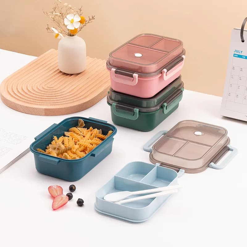 Lunch Box sigillato portatile 2 livelli reticolo microonde disponibile riscaldamento studente personale dell'ufficio contenitori per alimenti per frutta con forchette cucchiai