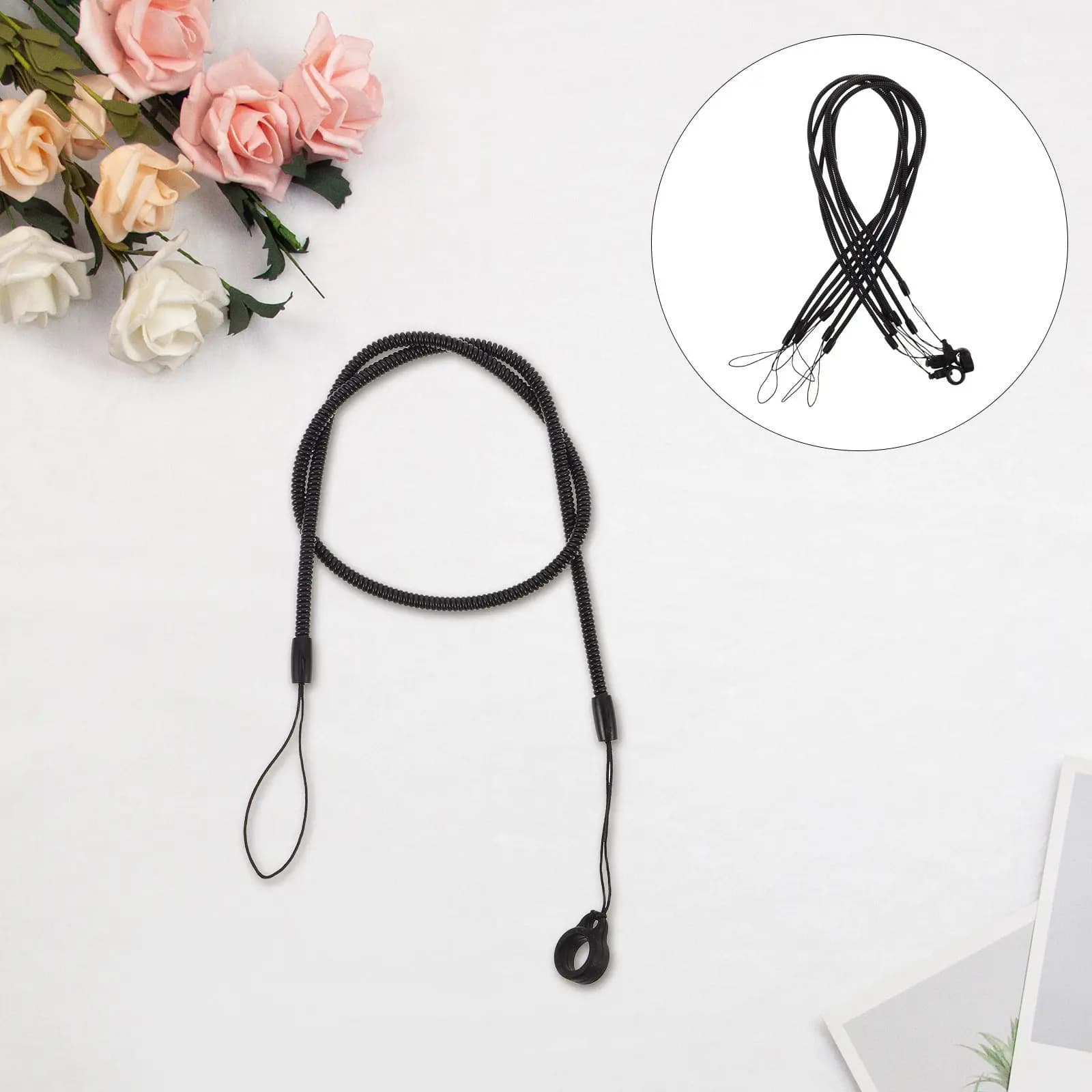 Set di 6 Cordini Elastici Regolabili per Stilo, 47 Cm, per Telefono e Tablet, Anti-Smarrimento, Leggeri, Retrattili