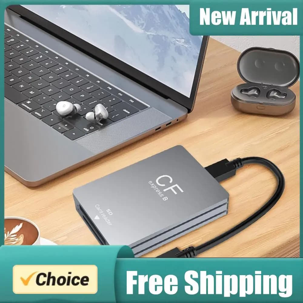 Lettore di schede SD CFexpress 2 in 1 tipo B con cavo USB C a USB C/A, supporto per Android/Windows/OS per fotocamere SLR