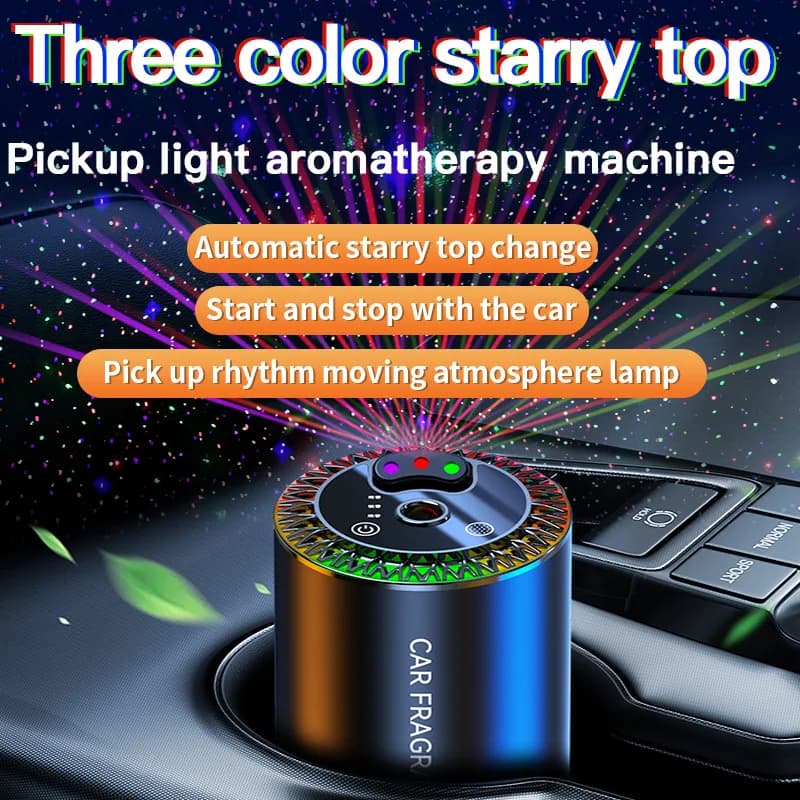 Smart aromatherapy spray for car with tricolor star with automatic purification atmosphere lamp for start-stop car perfume machine n