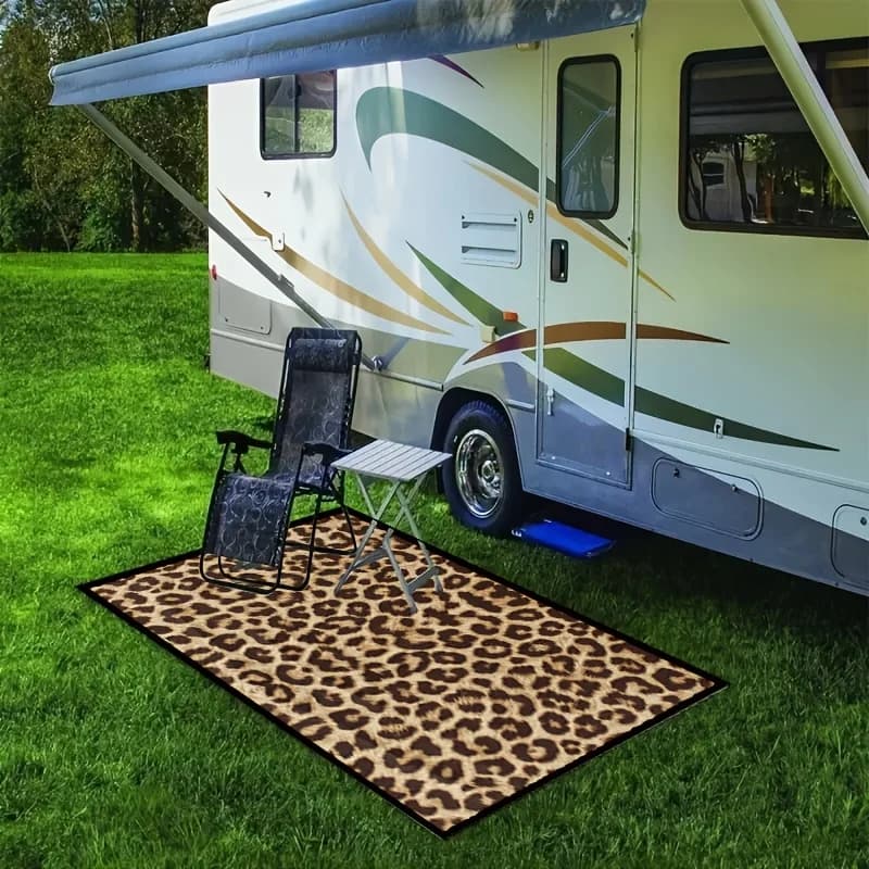Leopard Print Doormat Waterproof Loop Pile Welcome Mat Anti-Slip Entrance Rug Outdoor Indoor Animal Pattern Floor Carpet