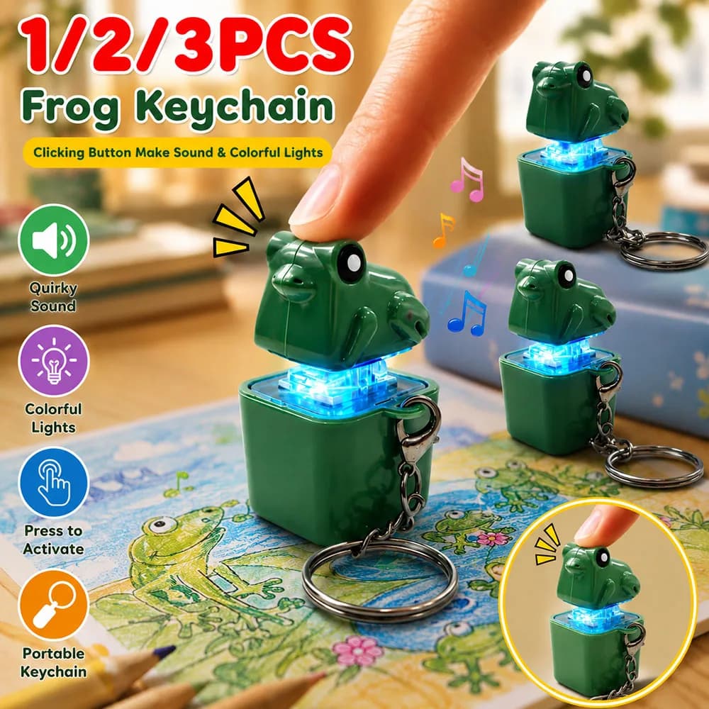 Giocattolo Antistress a Forma di Rana con Suono e Luci LED, Portachiavi Divertente, Regalo per Bambini e Bambine