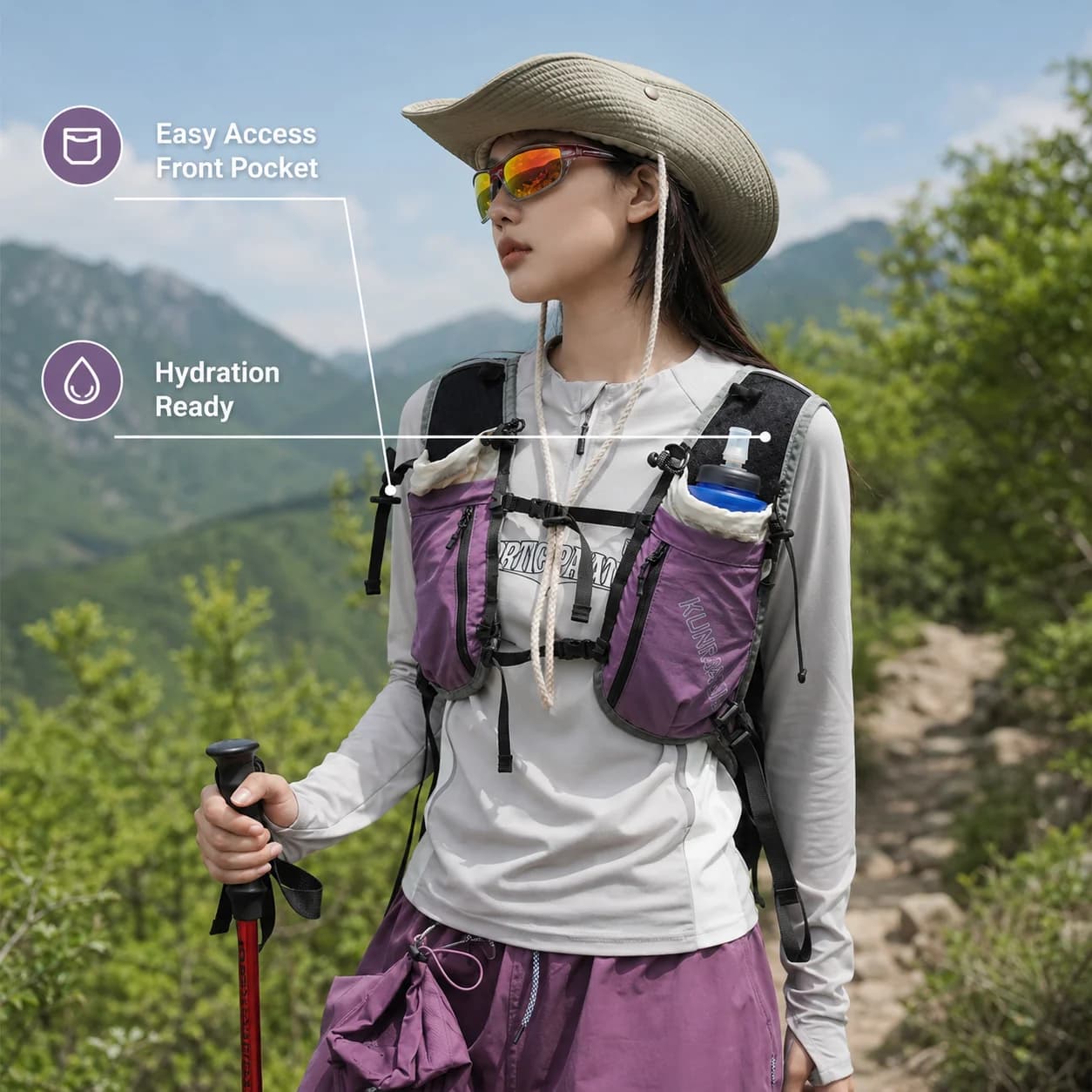 Ultralight Aluminum Alloy Folding Trekking Pole 5 Section Collapsible Hiking Stick Anti Slip Walking Cane Outdoor Climbing Gear