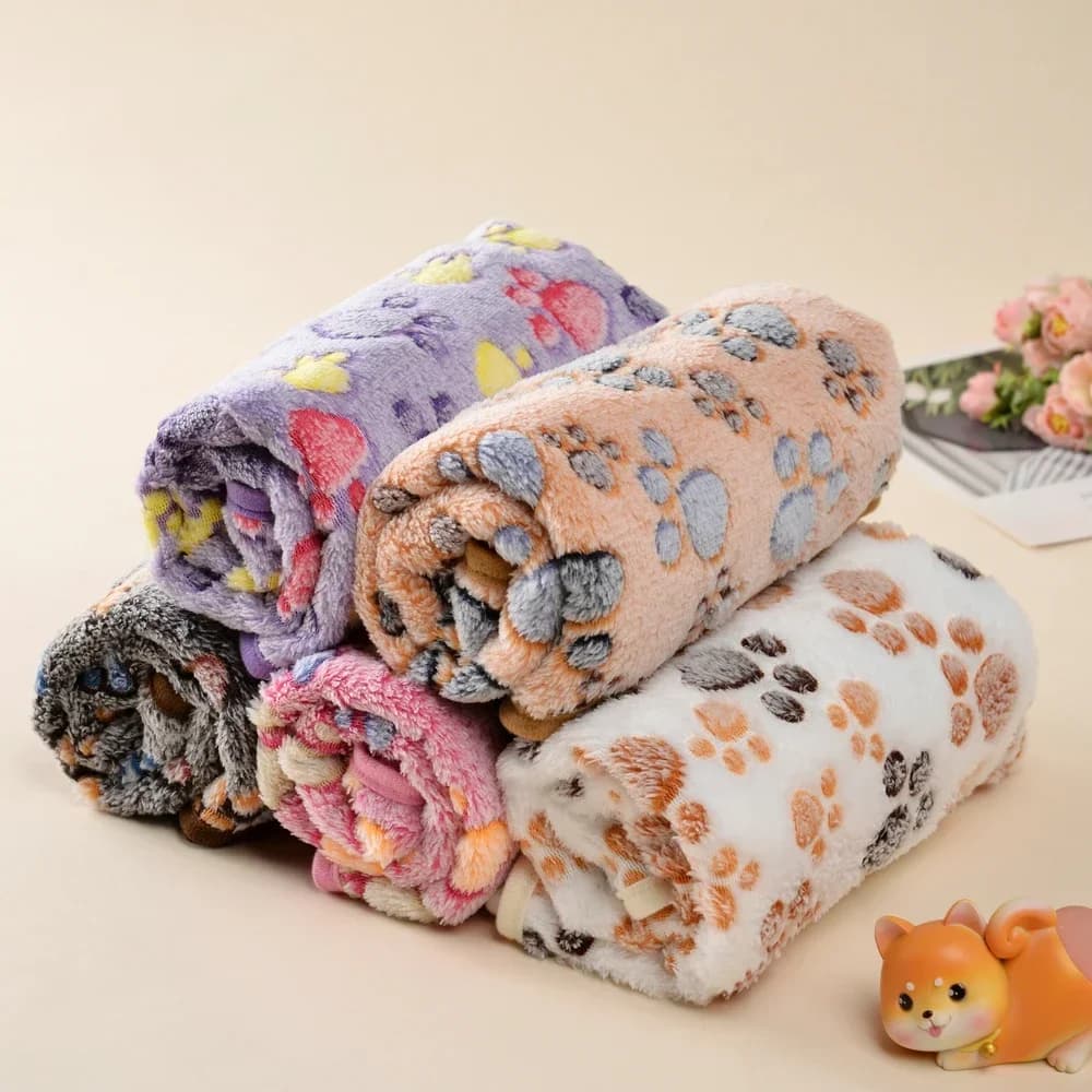 Coperta Calda per Gatti, Tappetino Invernale in Pile Spesso con Impronte di Gattini, per Gatti Piccoli, Medi e Grandi, Cani e Chihuahua