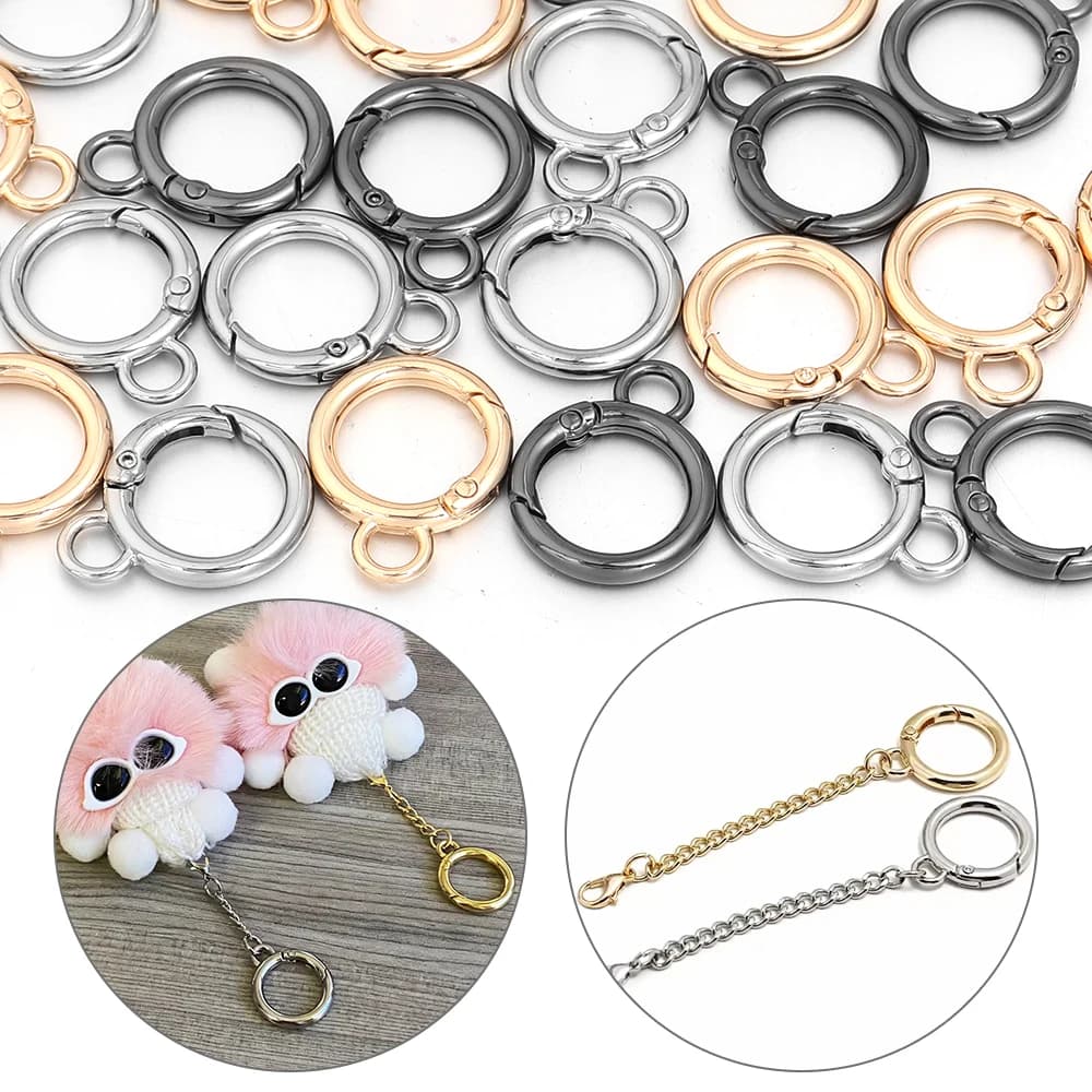 5/10Pcs Metal O Ring Spring Clasps with Hooks Keychain Bag Carabiner Clips Connector for DIY Key Chain Jewelry Accessories