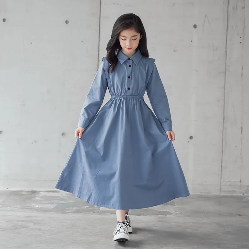 2026 spring Kids Child Clothes Teenager peter pan collar long sleeve Girls Daily Wear dance shirt PRINCESS dress 4 6 8 9 12 year