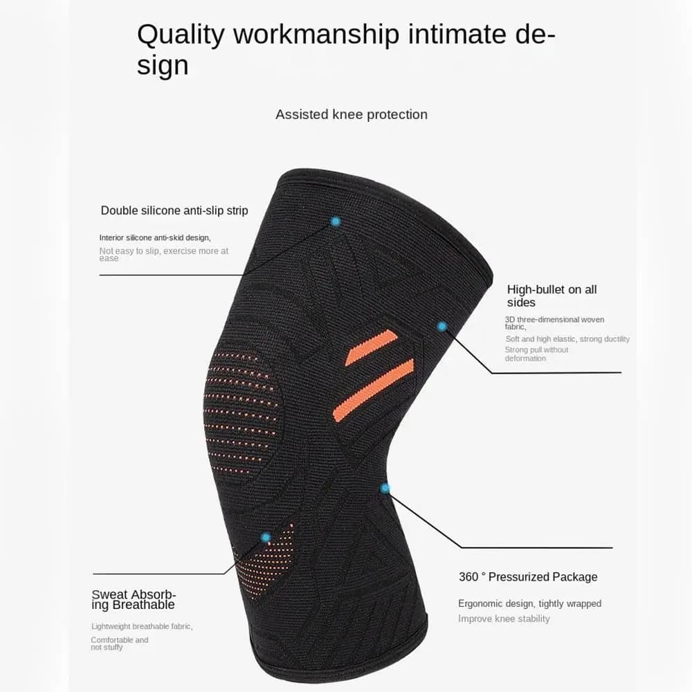 Protezione per Articolazione del Ginocchio, Fascia di Supporto Antiscivolo e Traspirante, Ginocchiera Elastica in Nylon