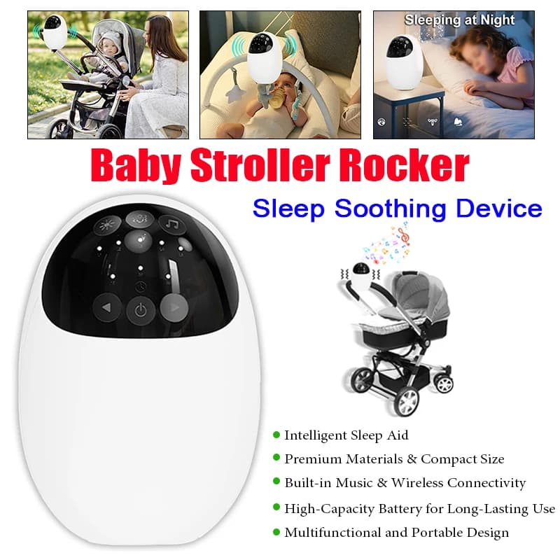 Culla Portatile per Neonati con Funzione Dondolo, Dispositivo Calmante per il Sonno con Luce Notturna, Suoni Rilassanti, Bluetooth Wireless e Vibrazione