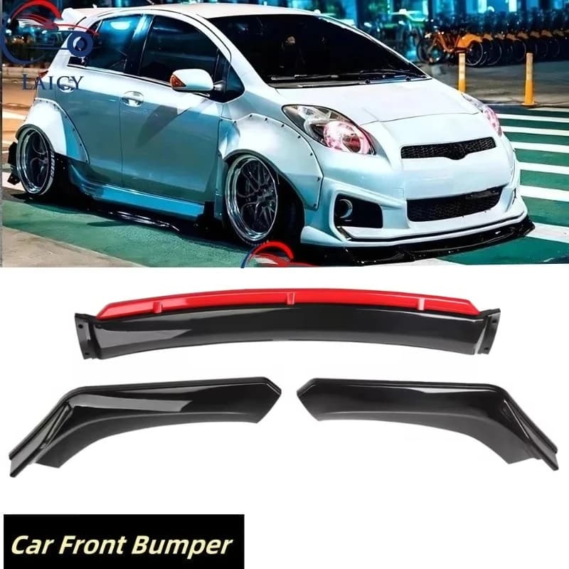 LAICY For T0yota Yaris 2004-2022 Car Front Bumper Lip Auto Chin Spoiler Splitter Diffuser Body Kit Trim Protector Air Dam Black