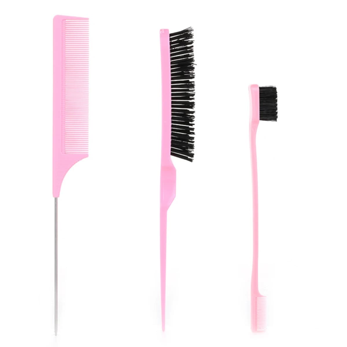 Kit spazzole per styling professionale da 3 pezzi: set di pettini per stuzzicare/bordi/trecciare con coda di topo e strumenti ad anello per capelli lisci e aggiornamenti