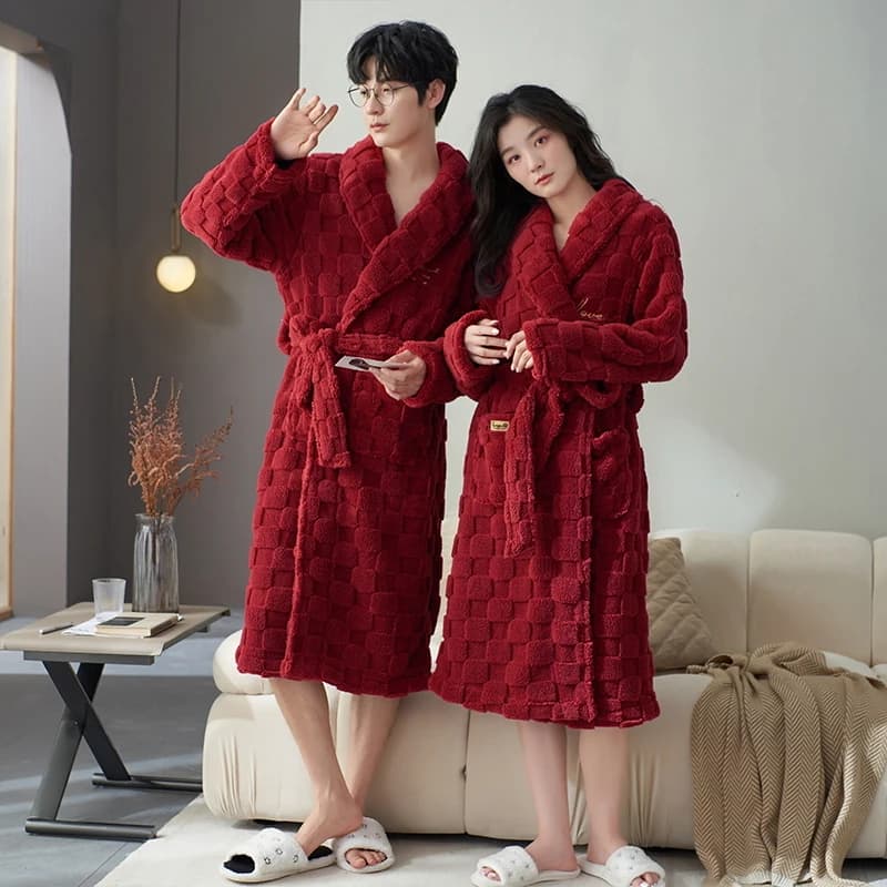 Pair of Vestes Winter Flannel Bathrobe Homewear Pigiama often Hombre Vestaglie 3XL