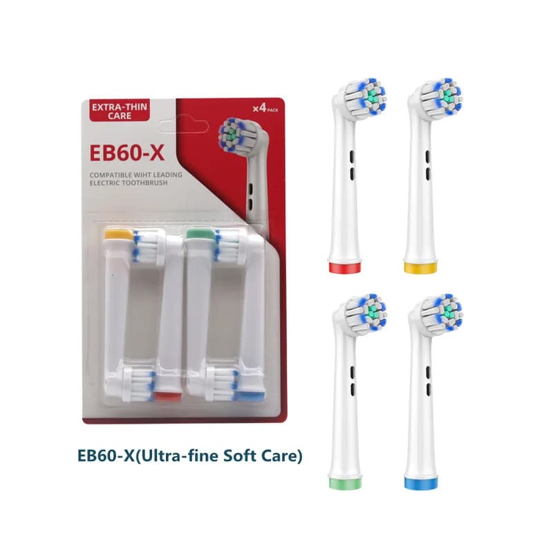 4 Piece Replaceable Brush Heads for Oral B Pro Health 3D Excel Triumph Fit Advance