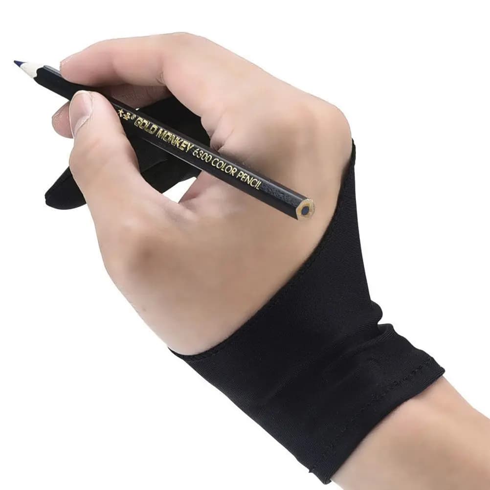 Guanto da disegno per tablet, 2 pezzi, per mano destra, guanto da artista, design a due dita in nylon super sottile e traspirante, per schizzi e disegni leggeri