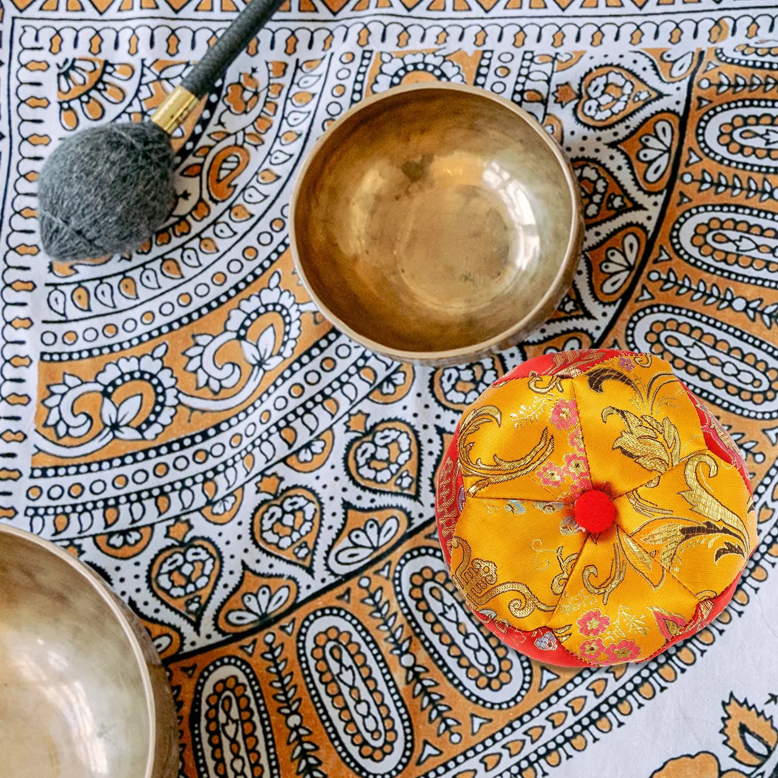 Tibetan Singing Bowl Pad Soft Sturdy Cotton Mat for Buddha Sound Bowl Protection Portable Lightweight Design for Meditation