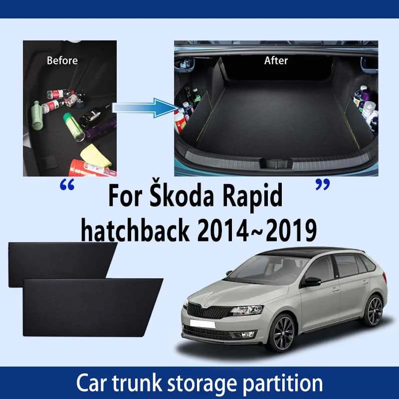 Accessori auto Per Skoda Rapid hatchback 2014 ~ 2019 Tronco Partizione di Stoccaggio Multifunzione di Stoccaggio Auto Parti Interni Organizzatore