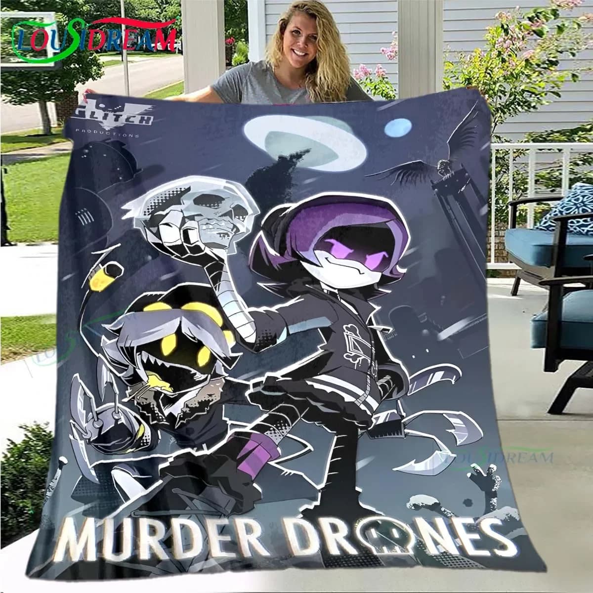 Hot Cartoon Murder Drone Flannel Adult and Children Blanket Sofa Bed Decoration Blanket Portable Blanket Bath Towel Gift