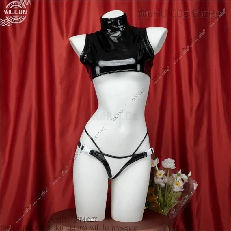 Piccolo gilet in pelle verniciata Split Spice Pigiama Costume cosplay Gioco di ruolo per adulti sexy Bikini Festa di Halloween Donna Uomo Gifta;k6;8'
