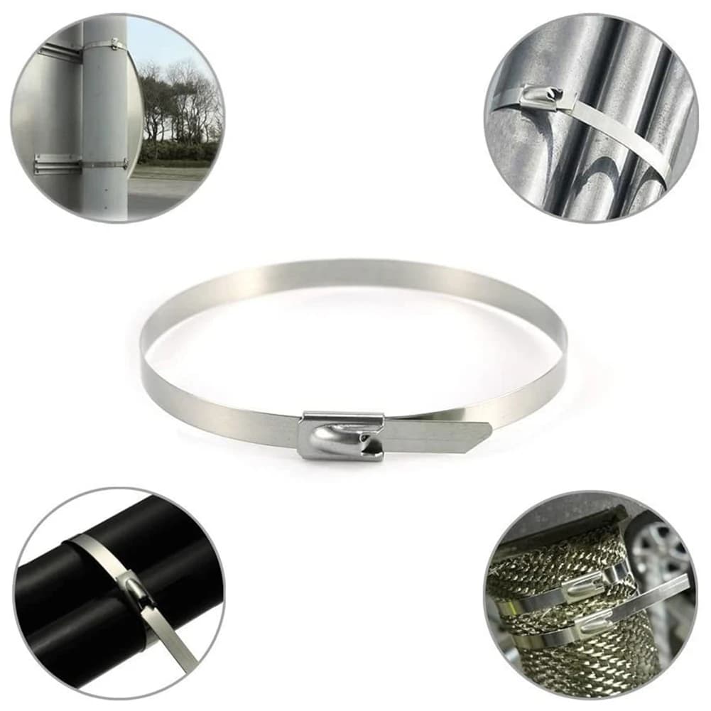 FASCETTE CAVO IN ACCIAIO INOSSIDABILE FACILI DA USARE, 100 PEZZI DA 20 CM, FASCETTE AUTOLINKANTI RESISTENTI PER ESCURSIONI, FASCETTE METALLICHE PER IMBALLAGGI A PROVA DI FUORO D'ARIA
