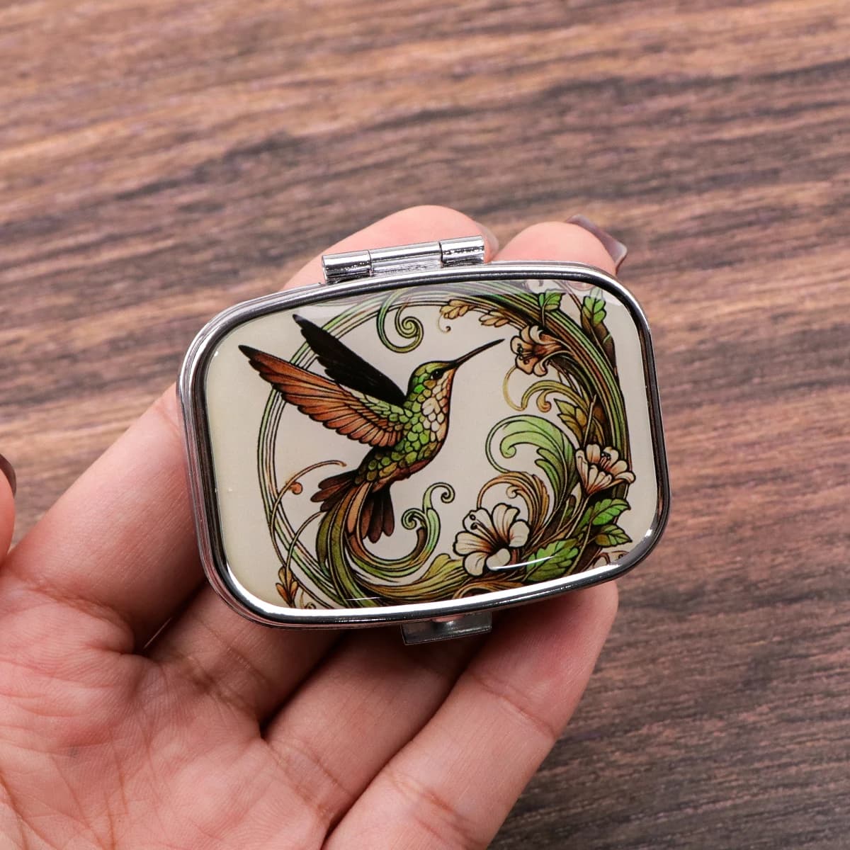 Portapillole da viaggio con simpatico cartone animato di uccelli, mini custodia portatile per pillole, piccola scatola portaoggetti per compresse, contenitore per medicinali, dimensioni tascabili