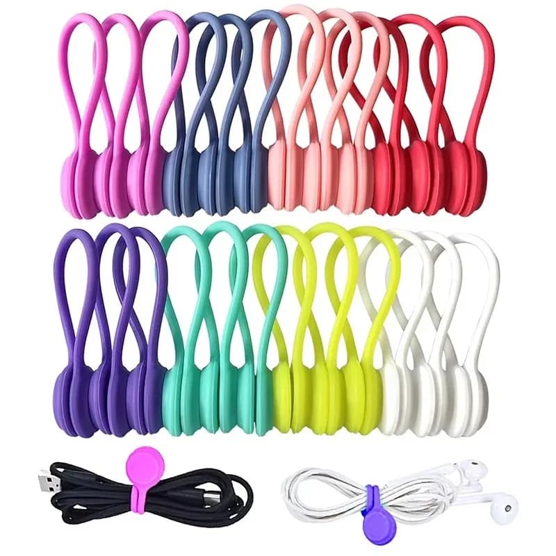 3/10PCS Reusable Magnetic Cable Ties Cord Organizer Silicone Magnetic Cord Ties Earphones Organizer For Home Office Cable Ties