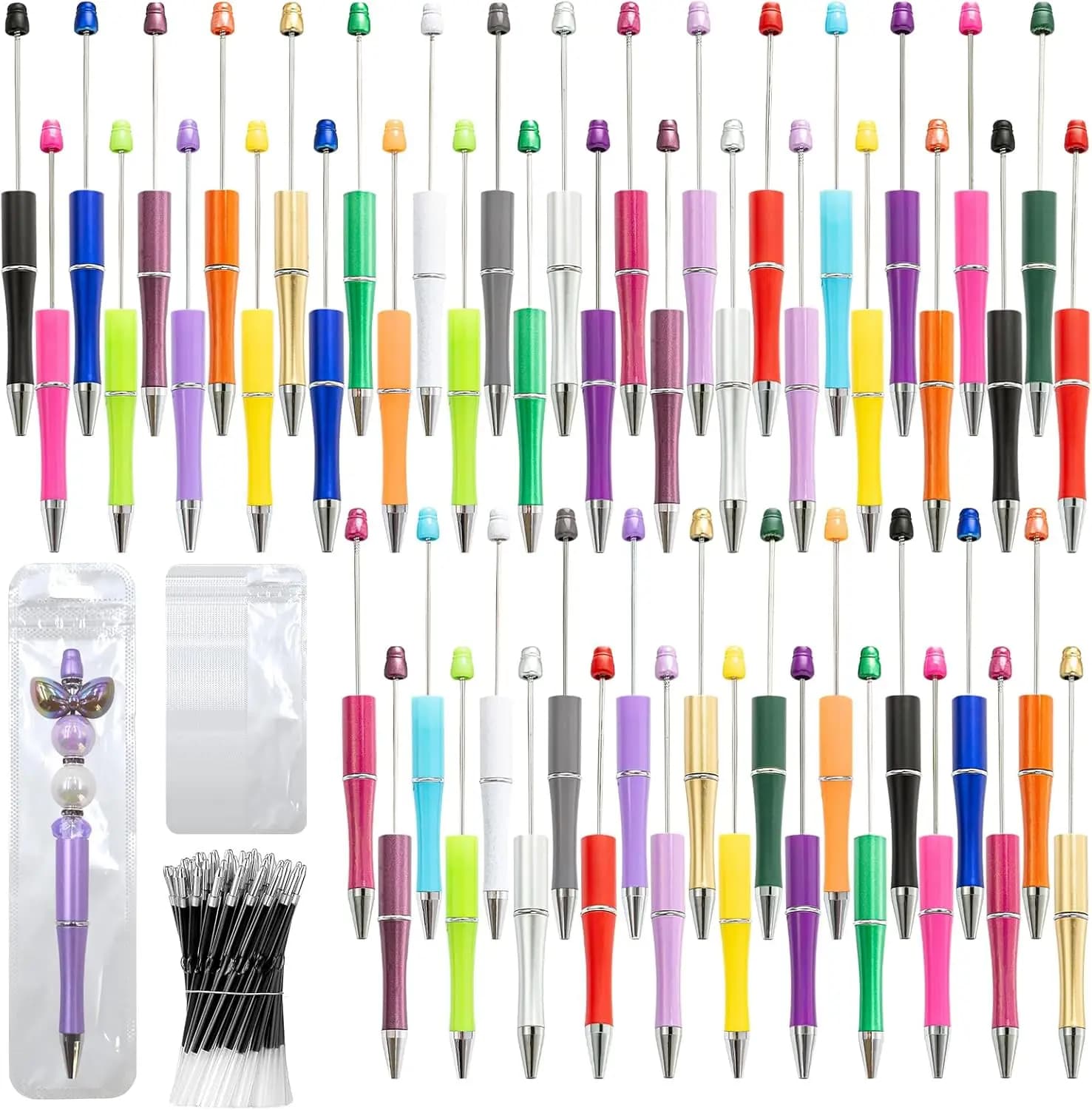 Kit di Penne Personalizzabili Fai-da-Te - 50 Penne con Ricariche e Sacchetti, Multicolore per Scuola, Ufficio e Regali Creativi